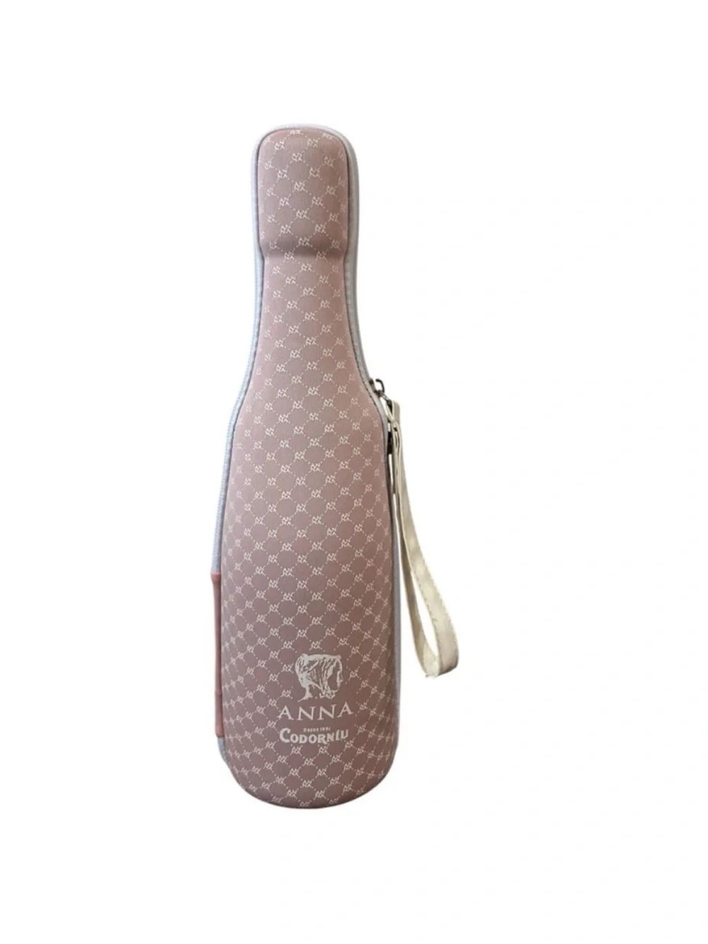 NEW ANNA CODORNIU Pink/ White zippered Koozie Bottle Holder outdoor or home